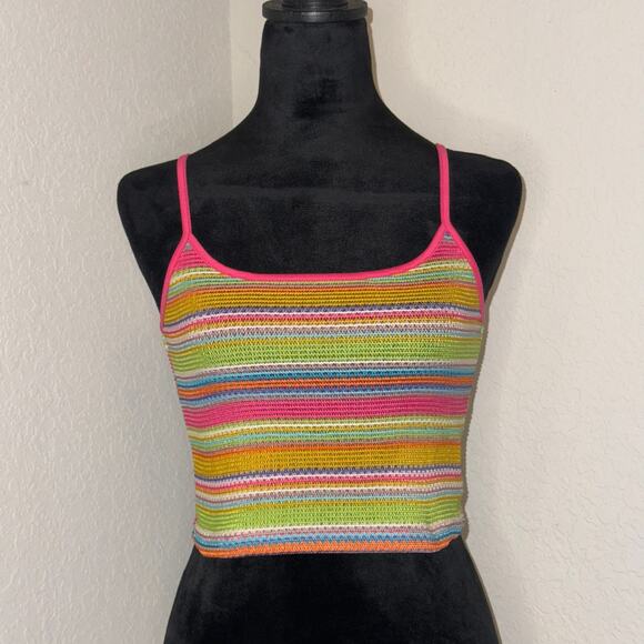 SHEIN Tops - Shein Rainbow Knit Cropped Tank Top Women's Size XS Boho Summer Preppy